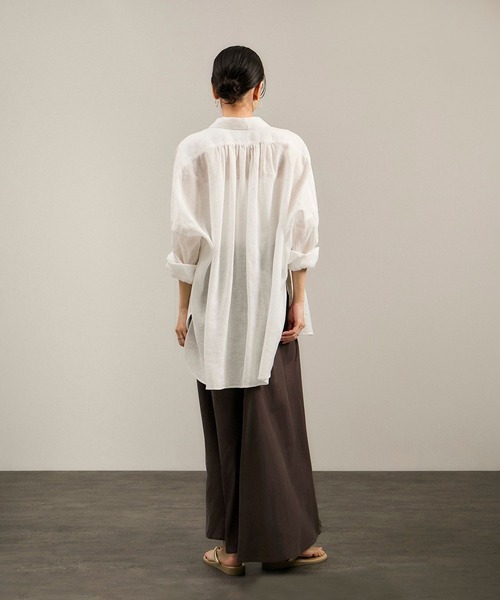 SALON adam et rope'（サロン アダム エ ロペ）の「キュプラツイルバックフレアースカート［セットアップ対応］（スカート・レディース・ブラウン/ベージュ・FREE）」の8枚目の写真