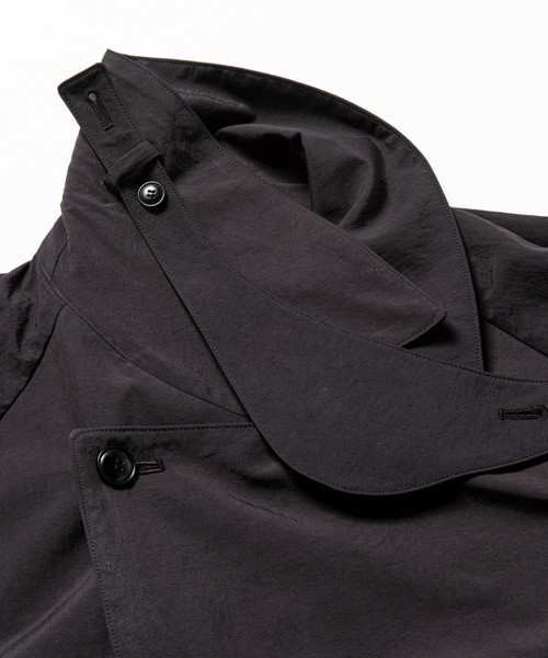 meanswhile(ミーンズワイル)の「Nylon Wrap Over Coat(トレンチコート・メンズ・ベージュ/ブラック・2(M)/3(L))」の14枚目の写真