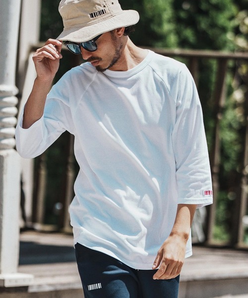 mt9819- Barcode Embroidery Raglan sleeve Tee ラグランスリーブT