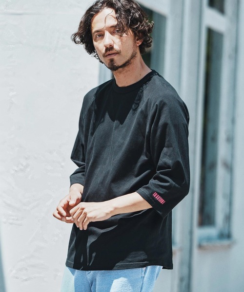 mt9819- Barcode Embroidery Raglan sleeve Tee ラグランスリーブT