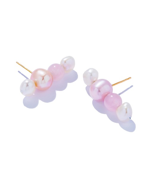 les bonbon(ルボンボン)の「【les bon bon】playfully pearl stud pierce PK/プレイフリー パール スタッドピアス BOB717(ピアス(両耳用)・レディース・ピンク・FREE)」の4枚目の写真