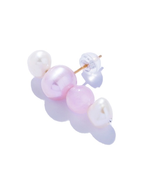 les bonbon(ルボンボン)の「【les bon bon】playfully pearl stud pierce PK/プレイフリー パール スタッドピアス BOB717(ピアス(両耳用)・レディース・ピンク・FREE)」の5枚目の写真