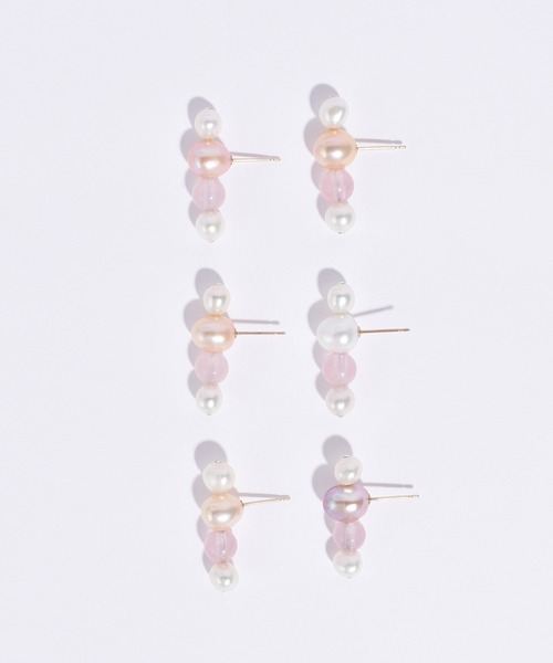 les bonbon(ルボンボン)の「【les bon bon】playfully pearl stud pierce PK/プレイフリー パール スタッドピアス BOB717(ピアス(両耳用)・レディース・ピンク・FREE)」の2枚目の写真