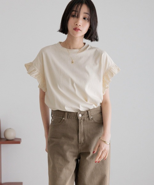 LOWRYS FARM（ローリーズファーム）の「ピグメントフリルＳＳ　323037（Tシャツ/カットソー・レディース・ホワイト/アイボリー/チャコールグレー・FREE）」の12枚目の写真