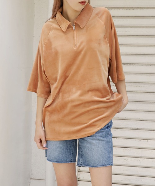 TOWNCRAFT/タウンクラフト QUARTER ZIP RAGLAN POLO ポロシャツ ハーフジップ