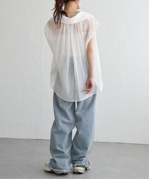 notch.(ノッチ)の「スキッパーフレンチスリーブシャツ(シャツ/ブラウス・レディース・ネイビー/オフホワイト・M)」の17枚目の写真