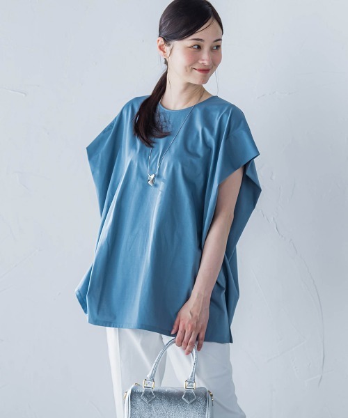 LAUTREAMONT（ロートレアモン）の「【WEB限定】タックデザインカットソー ≪接触冷感／洗濯機OK≫（Tシャツ/カットソー・レディース・ブルー/ブラック/カーキ/ホワイト/ブラウン・9号）」の5枚目の写真