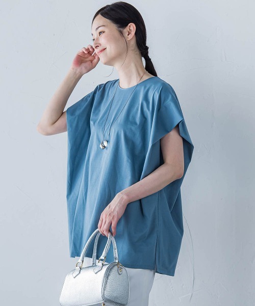 LAUTREAMONT（ロートレアモン）の「【WEB限定】タックデザインカットソー ≪接触冷感／洗濯機OK≫（Tシャツ/カットソー・レディース・ブルー/ブラック/カーキ/ホワイト/ブラウン・9号）」の7枚目の写真