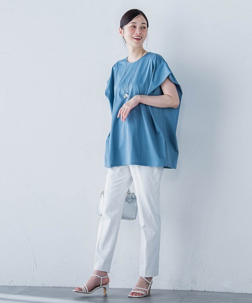 LAUTREAMONT（ロートレアモン）の「【WEB限定】タックデザインカットソー ≪接触冷感／洗濯機OK≫（Tシャツ/カットソー・レディース・ブルー/ブラック/カーキ/ホワイト/ブラウン・9号）」の11枚目の写真