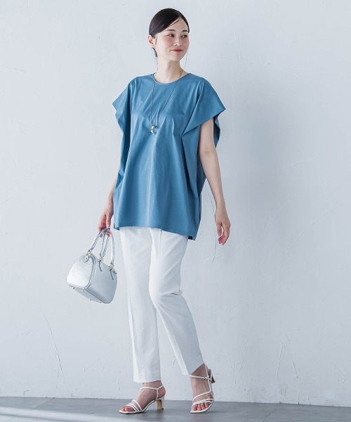 LAUTREAMONT（ロートレアモン）の「【WEB限定】タックデザインカットソー ≪接触冷感／洗濯機OK≫（Tシャツ/カットソー・レディース・ブルー/ブラック/カーキ/ホワイト/ブラウン・9号）」の12枚目の写真