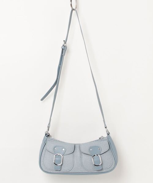 FUNALIVE(ファンアライブ)の「ABETTOR ダイヤゴナルフロント2ポケットPU切替えショルダーBAG(ショルダーバッグ・レディース・ブラウン/ブラック/ブルー・FREE)」の1枚目の写真