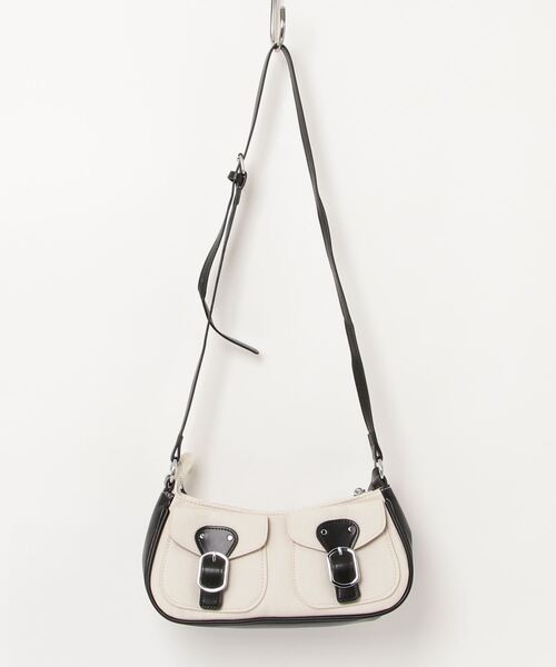 FUNALIVE(ファンアライブ)の「ABETTOR ダイヤゴナルフロント2ポケットPU切替えショルダーBAG(ショルダーバッグ・レディース・ブラウン/ブラック/ブルー・FREE)」の2枚目の写真