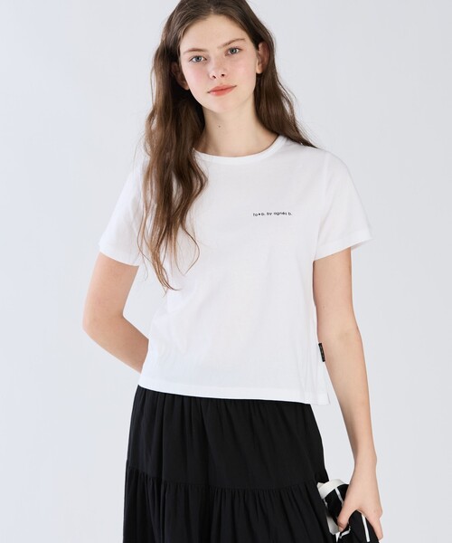 To b. by agnes b.（トゥービーバイアニエスベー）の「ロゴ オーガニックコットン 半袖 Tシャツ（Tシャツ/カットソー・レディース・ホワイト・40/38）」の2枚目の写真