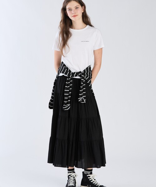 To b. by agnes b.（トゥービーバイアニエスベー）の「ロゴ オーガニックコットン 半袖 Tシャツ（Tシャツ/カットソー・レディース・ホワイト・40/38）」の5枚目の写真