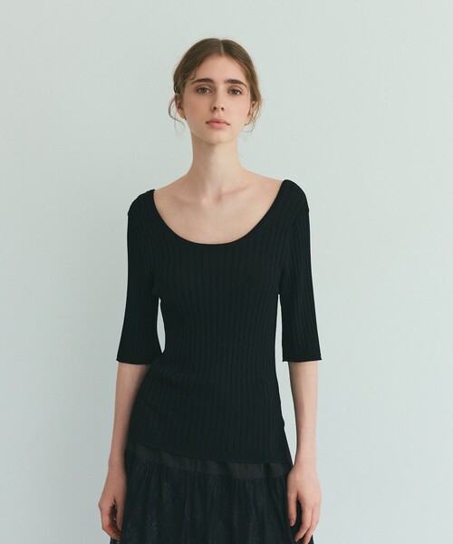 GRACE CLASS（グレースクラス）の「リブニットトップ（ニット/セーター・レディース・キャメル/ブラック・36）」の3枚目の写真