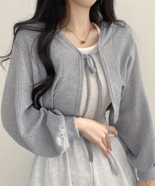 FUNdaysion(ファンデイション)の「ショートカーディガン(カーディガン/ボレロ・レディース・ブラック/ホワイト/グレー・M)」の15枚目の写真