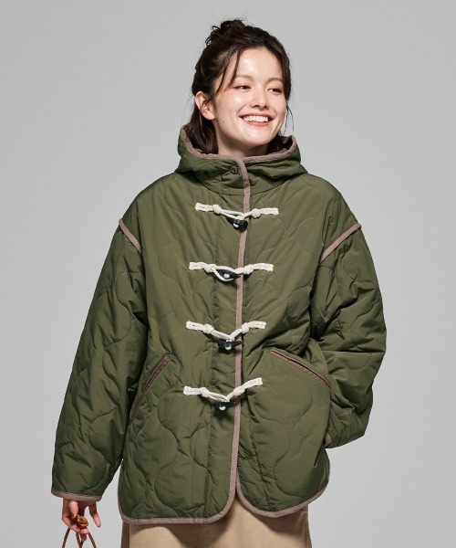 軽い・暖かい】キルティングダッフルジャケット（ダッフルコート