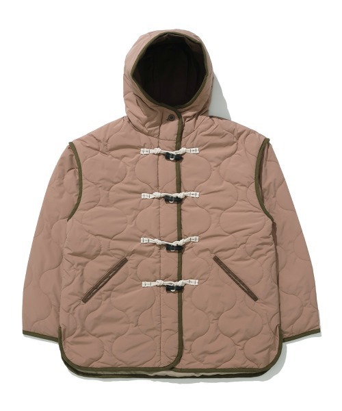 KRIFF MAYER Lady's Collection（クリフメイヤーレディースコレクション）の「【軽い・暖かい】キルティングダッフルジャケット（ダッフルコート・レディース・グレー/ピンクベージュ/オリーブ/キャメル/ブラック/パープル/カラフル・LARGE/MEDIUM）」の17枚目の写真