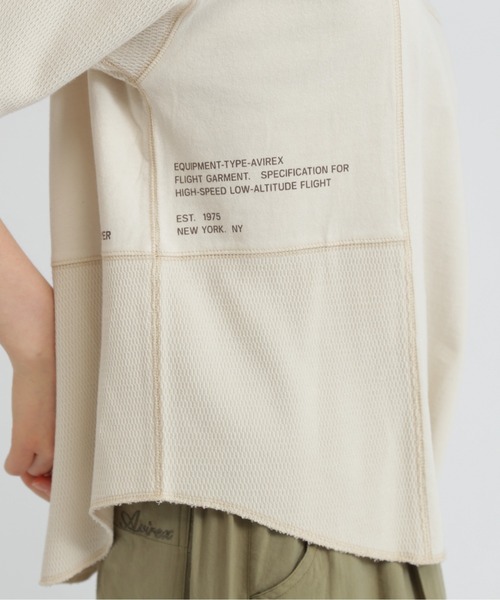 AVIREX(アヴィレックス)の「3/4SLEEVE WAFFLE MIX T-SHIRT/ワッフルミックスTシャツ(Tシャツ/カットソー・レディース・ナチュラル/チャコールグレー/ダークブラウン・F)」の13枚目の写真