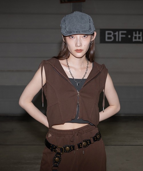 apres jour mignon（アプレジュールミニョン）の「ノースリジップパーカー【ZOZOTOWN限定アイテム】（タンクトップ・レディース・杢グレー/ブラック系その他/ブラウン系その他・X-LARGE/フリー）」の4枚目の写真