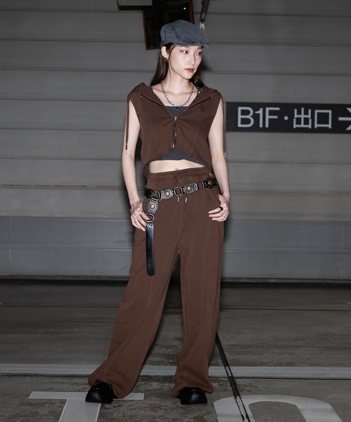 apres jour mignon（アプレジュールミニョン）の「ノースリジップパーカー【ZOZOTOWN限定アイテム】（タンクトップ・レディース・杢グレー/ブラック系その他/ブラウン系その他・X-LARGE/フリー）」の6枚目の写真