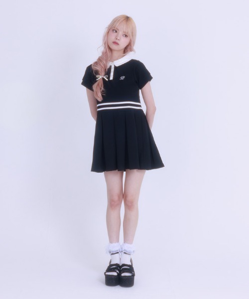 FickleBebe(フィクルベベ)の「ポロプリーツワンピース(ワンピース・レディース・グレー/ブラック・FREE)」の12枚目の写真
