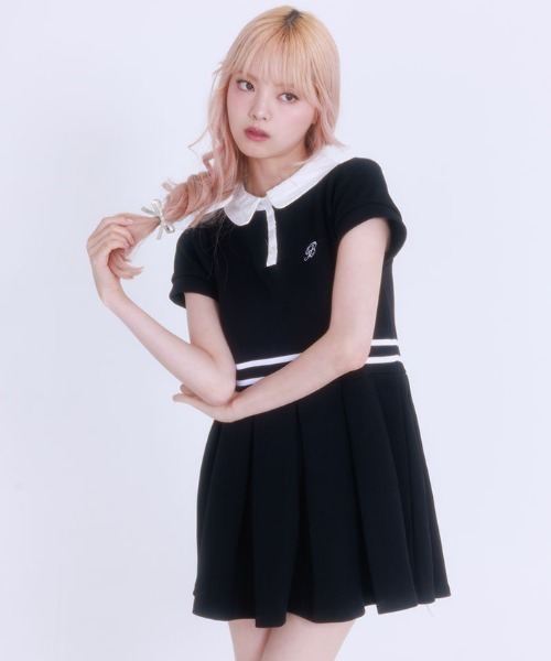 FickleBebe(フィクルベベ)の「ポロプリーツワンピース(ワンピース・レディース・グレー/ブラック・FREE)」の19枚目の写真