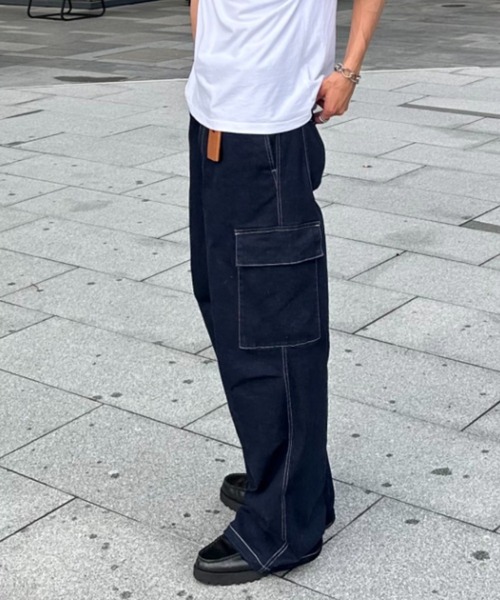 ZOZOMARKET（ゾゾマーケット）の「ZOZOMARKET by みずきち-ワンタックカーゴデニム（デニムパンツ・メンズ・ネイビー・マルチサイズ）」の6枚目の写真