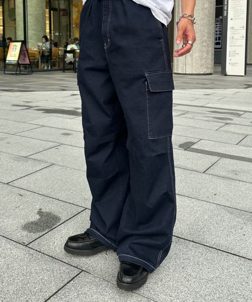 ZOZOMARKET（ゾゾマーケット）の「ZOZOMARKET by みずきち-ワンタックカーゴデニム（デニムパンツ・メンズ・ネイビー・マルチサイズ）」の10枚目の写真