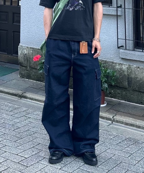 ZOZOMARKET（ゾゾマーケット）の「ZOZOMARKET by みずきち-ワンタックカーゴデニム（デニムパンツ・メンズ・ネイビー・マルチサイズ）」の15枚目の写真