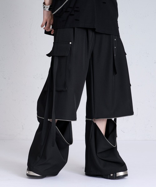 狐独（コドク）の「【狐独】2wayハカマコードカーゴスラックス（カーゴパンツ・メンズ・ブラック・SMALL/LARGE/MEDIUM）」の5枚目の写真