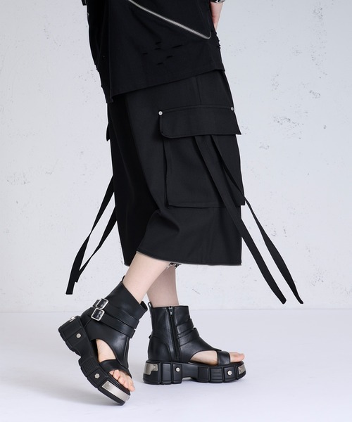 狐独（コドク）の「【狐独】2wayハカマコードカーゴスラックス（カーゴパンツ・メンズ・ブラック・SMALL/LARGE/MEDIUM）」の8枚目の写真