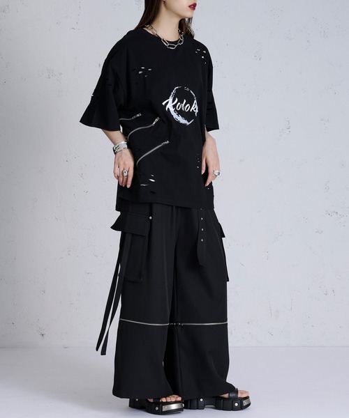 狐独（コドク）の「【狐独】2wayハカマコードカーゴスラックス（カーゴパンツ・メンズ・ブラック・SMALL/LARGE/MEDIUM）」の2枚目の写真