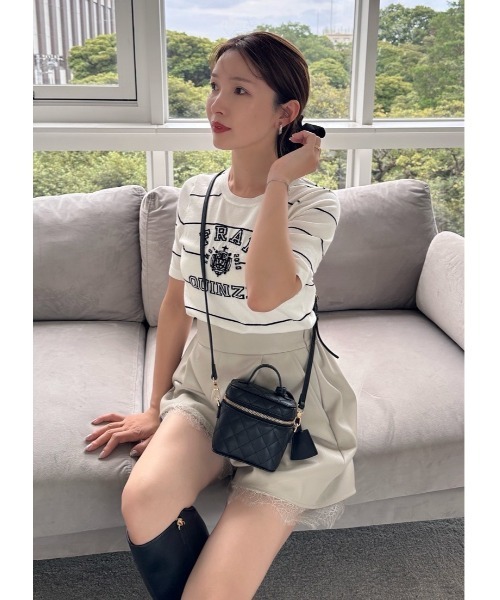 FRAY I.D(フレイアイディー)の「レースヘムレザーライクショートパンツ(その他パンツ・レディース・ブラウン/ブラック/グレイッシュベージュ・0/1)」の8枚目の写真