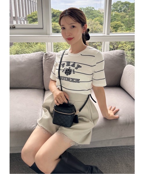 FRAY I.D(フレイアイディー)の「レースヘムレザーライクショートパンツ(その他パンツ・レディース・ブラウン/ブラック/グレイッシュベージュ・0/1)」の9枚目の写真