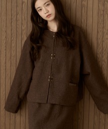 moi tytto(モイテュット)のツイードチェックノーカラージャケット(ノーカラージャケット)