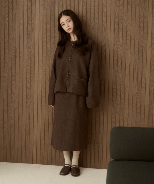 moi tytto（モイテュット）の「【セットアップ可能】ツイードチェックノーカラージャケット（ノーカラージャケット・レディース・ダークブラウン/ブラウン・SMALL/FREE）」の10枚目の写真