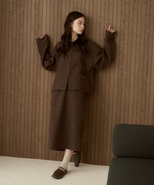 moi tytto（モイテュット）の「【セットアップ可能】ツイードチェックノーカラージャケット（ノーカラージャケット・レディース・ダークブラウン/ブラウン・SMALL/FREE）」の13枚目の写真