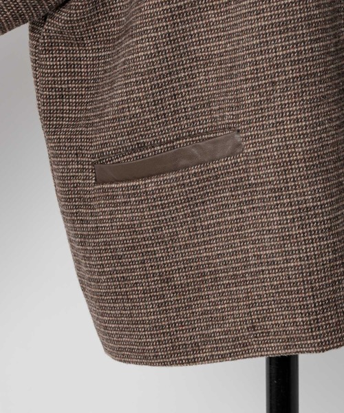 moi tytto（モイテュット）の「【セットアップ可能】ツイードチェックノーカラージャケット（ノーカラージャケット・レディース・ダークブラウン/ブラウン・SMALL/FREE）」の7枚目の写真