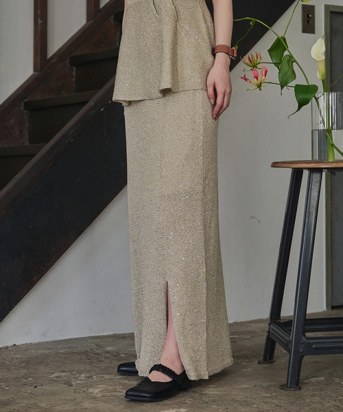 mideal(マイディール)の「spangle tight skirt / スパンコールタイトスカート(スカート・レディース・ネイビー/ベージュ・FREE)」の7枚目の写真