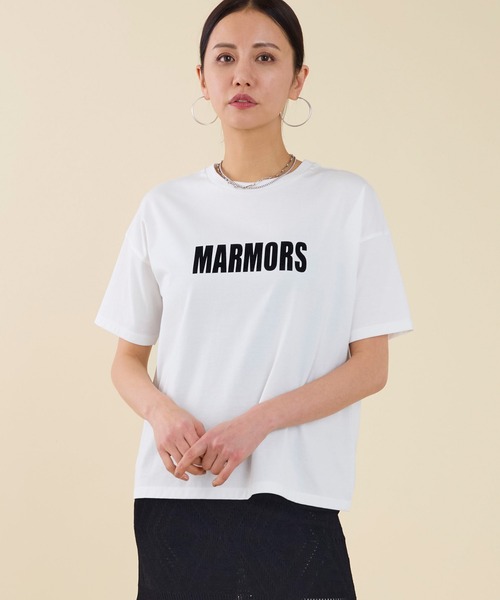 marmors ロゴプリントTシャツ 長袖 ホワイト マルモア marmors marmors ロンT 0225109003 ロゴ カットソー