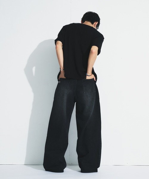 Adoon plain（アドーンプレーン）の「ASSORTED BASIC WIDE DENIM PANTS / アソートベーシックワイドデニムパンツ（無地・ダメージ）（デニムパンツ・メンズ・ブラック/その他/ライトブルー/インディゴブルー・MEDIUM/SMALL/LARGE）」の22枚目の写真