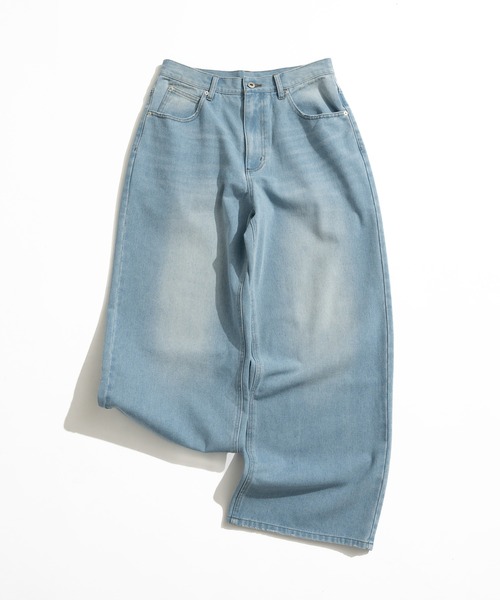 Adoon plain（アドーンプレーン）の「ASSORTED BASIC WIDE DENIM PANTS / アソートベーシックワイドデニムパンツ（無地・ダメージ）（デニムパンツ・メンズ・ブラック/その他/ライトブルー/インディゴブルー・MEDIUM/SMALL/LARGE）」の21枚目の写真