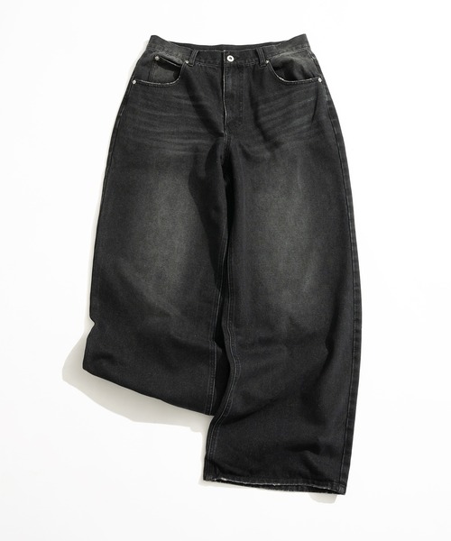 Adoon plain（アドーンプレーン）の「ASSORTED BASIC WIDE DENIM PANTS / アソートベーシックワイドデニムパンツ（無地・ダメージ）（デニムパンツ・メンズ・ブラック/その他/ライトブルー/インディゴブルー・MEDIUM/SMALL/LARGE）」の11枚目の写真