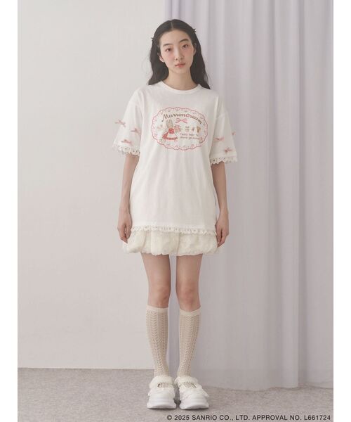 マロンクリームribbonスリーブTee（Tシャツ/カットソー）｜merry