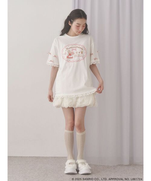 マロンクリームribbonスリーブTee（Tシャツ/カットソー）｜merry