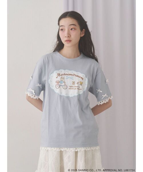 merry jenny(メリージェニー)の「マロンクリームribbonスリーブTee(Tシャツ/カットソー・レディース・ライトブルー/オフホワイト・FREE)」の12枚目の写真