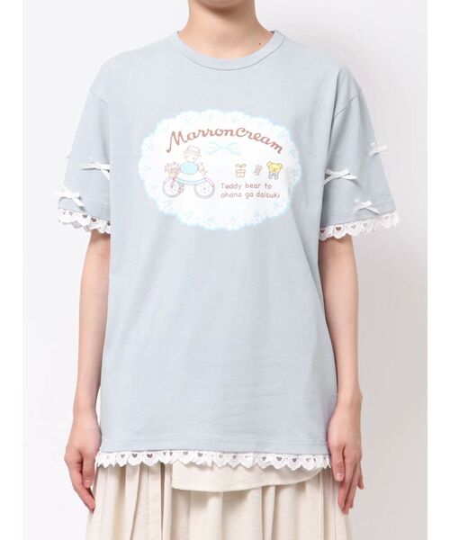 マロンクリームribbonスリーブTee（Tシャツ/カットソー）｜merry