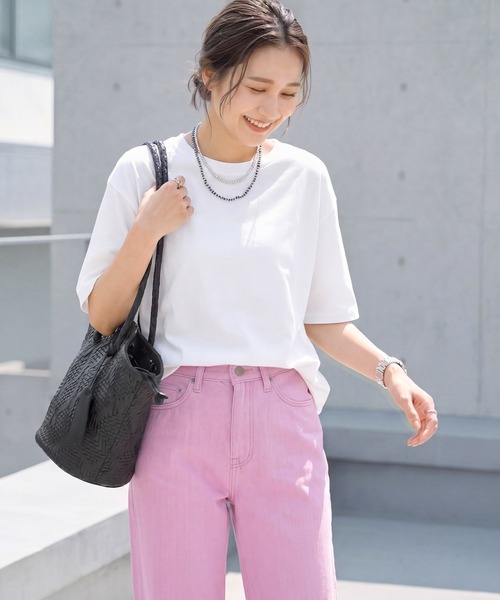 STYLE DELI(スタイルデリ)の「【ものづくりJAPAN】DIORAMA ベーシックボーイズTシャツ(Tシャツ/カットソー・レディース・ホワイト/ブラック・FREE)」の1枚目の写真