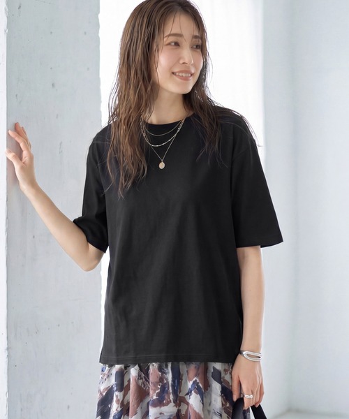 STYLE DELI(スタイルデリ)の「【ものづくりJAPAN】DIORAMA ベーシックボーイズTシャツ(Tシャツ/カットソー・レディース・ホワイト/ブラック・FREE)」の2枚目の写真